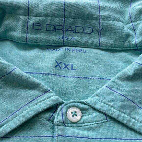 B. Draddy Mint Green Heathered Thin Purple Stripe Polo Shirt Size XXL - Picture 3 of 9